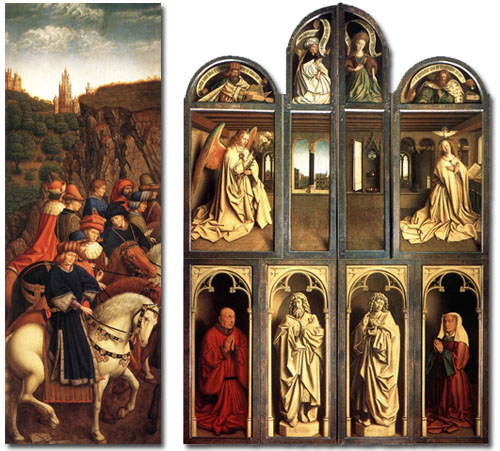 Jan van Eyck, Ghent Altar Piece closed and the Just Judges